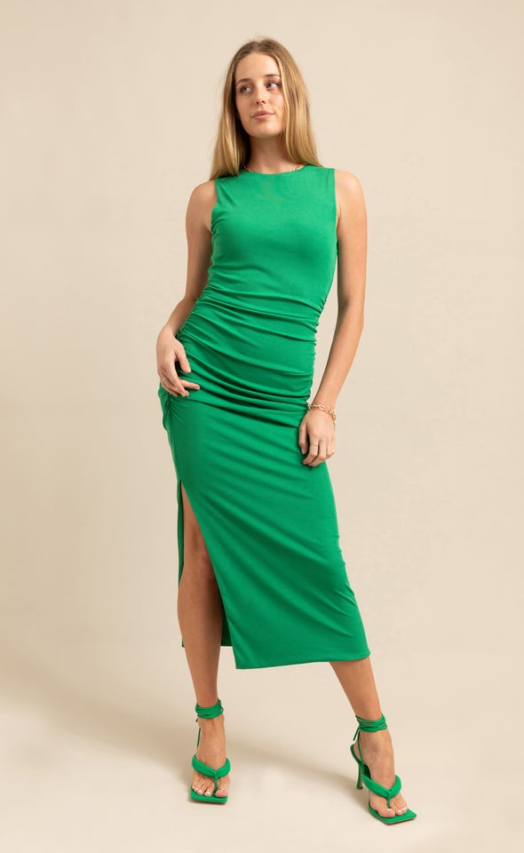 Jersey Ruched Maxi Green