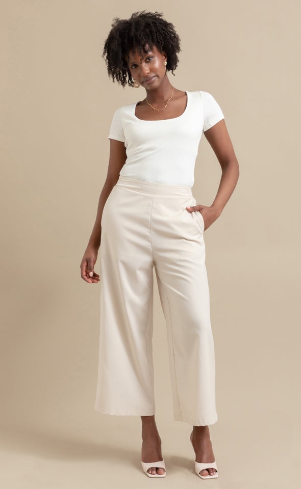 Jersey Scoop Neck Top Cream