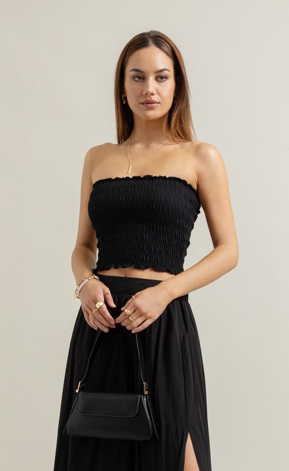 Jersey Shirred Bandeau Top