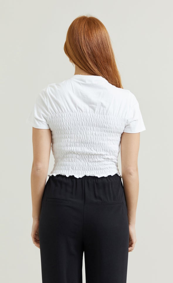 Jersey Shirred Top White