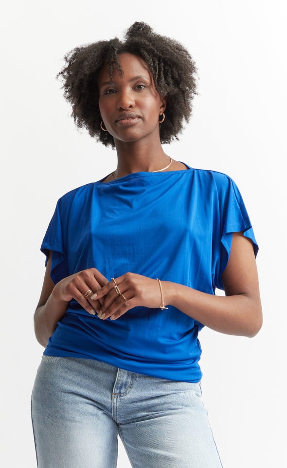 Jersey Soft Drape Top Cobalt