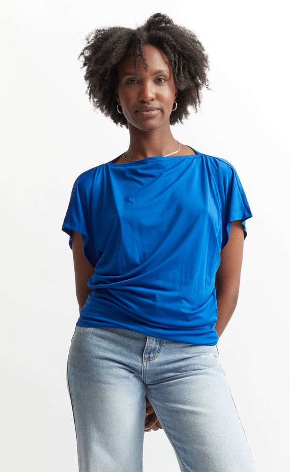 Jersey Soft Drape Top Cobalt