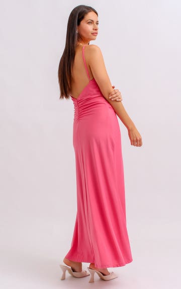 hot pink dress nz Zapaka Women Hot Pink A-Line Spaghetti Straps Long Corset Ball Prom Dress  with Accessory – ZAPAKA NZ main image 0
