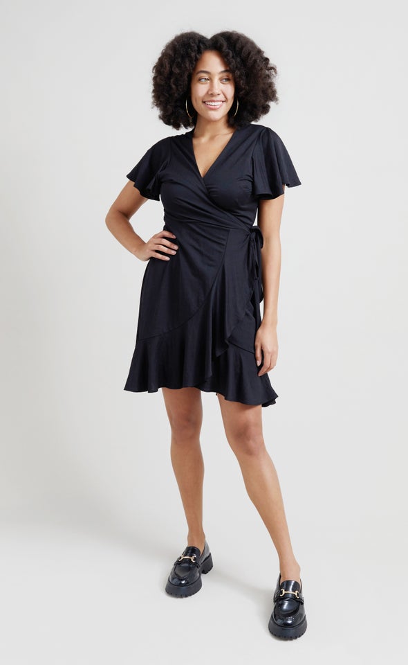 Jersey Wrap Dress Black