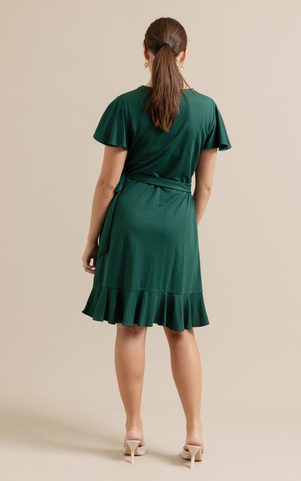 Jersey Wrap Dress Emerald