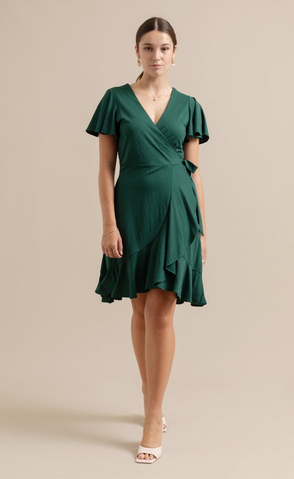 Jersey Wrap Dress Emerald