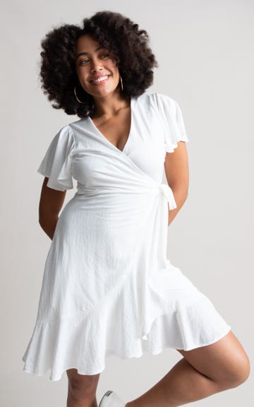 white jersey wrap dress Taija Wrap Mini Dress | White | Womens