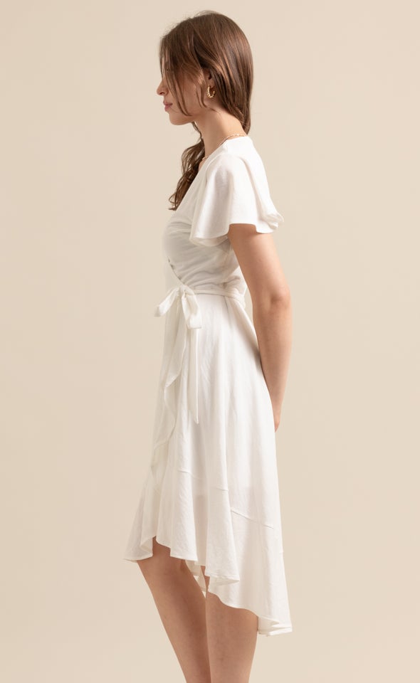 Jersey Wrap Midi Dress Cream