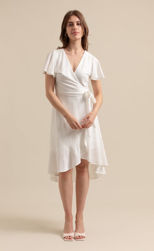 Jersey Wrap Midi Dress Cream