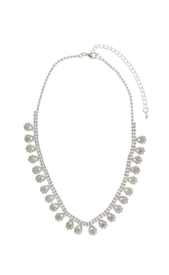 Jewel Droplet Necklace Silver