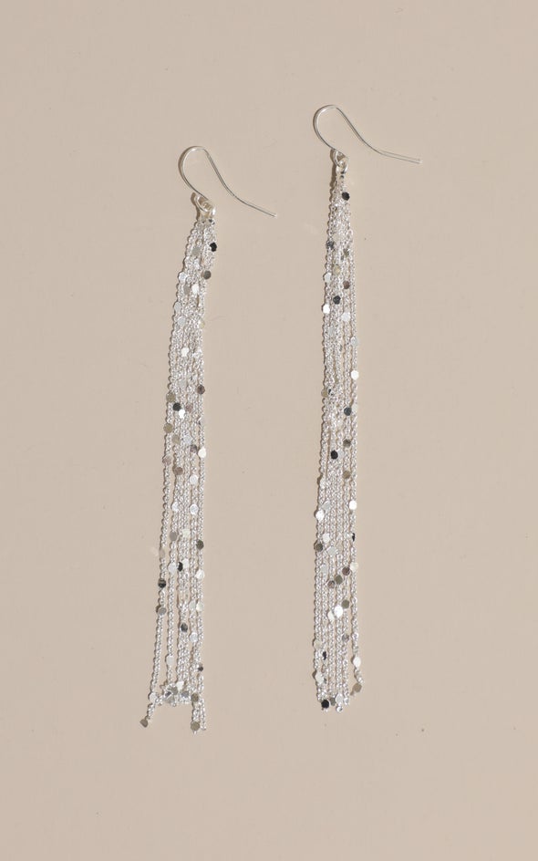 Jewel Tassel Drop Earrings Silver