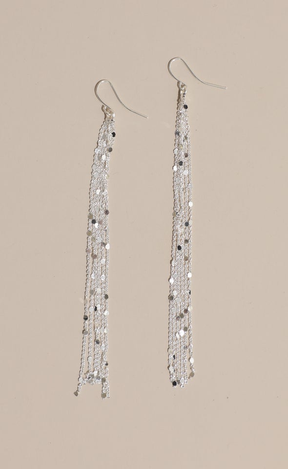 Jewel Tassel Drop Earrings Silver