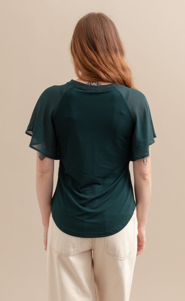 Knit Plain Raglan Top Emerald