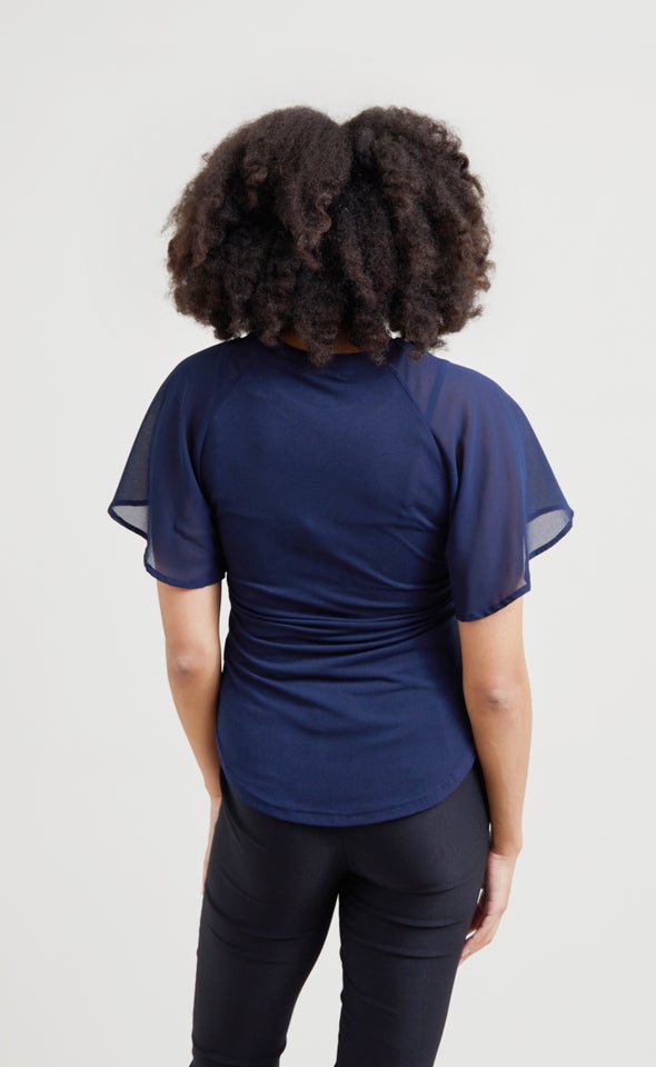 Knit Plain Raglan Top Navy