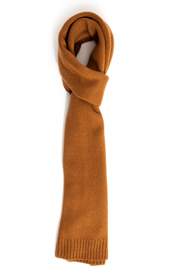 Knit Ribbed Scarf Brown
