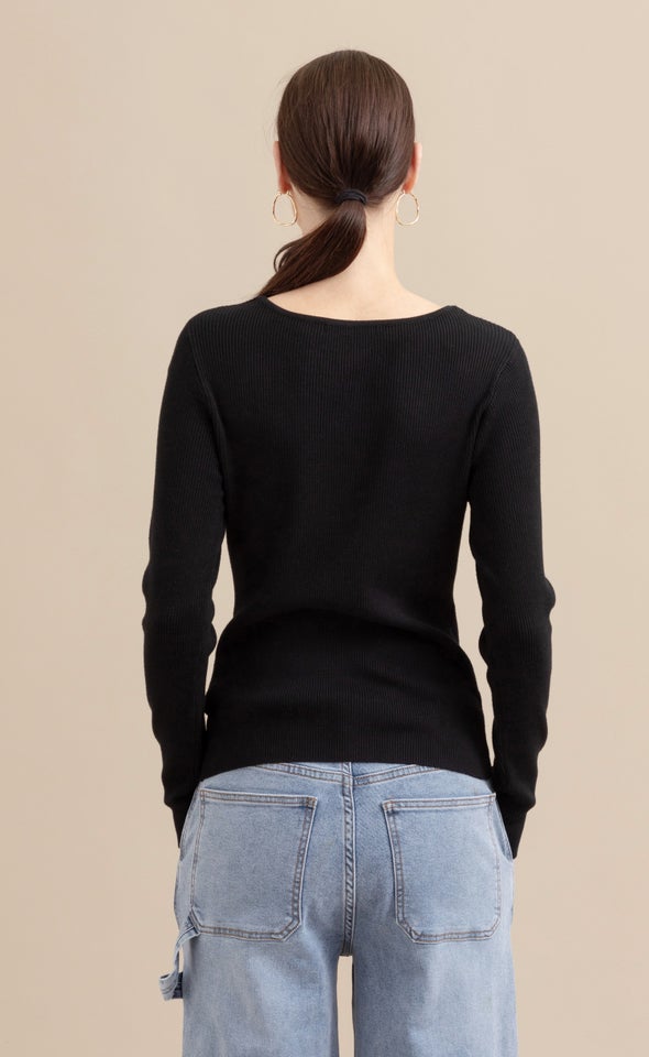 Knitwear Cut-Out Top Black