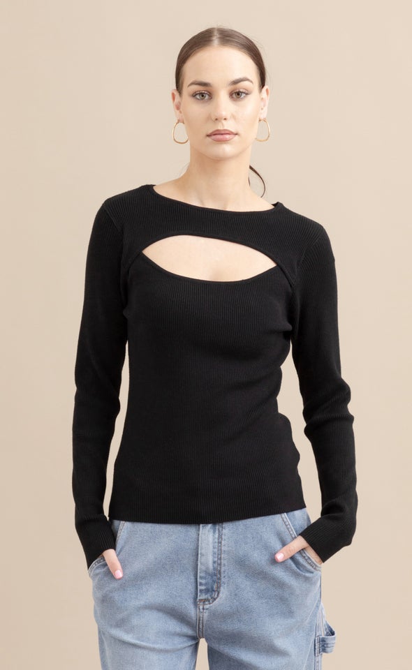 Knitwear Cut-Out Top Black