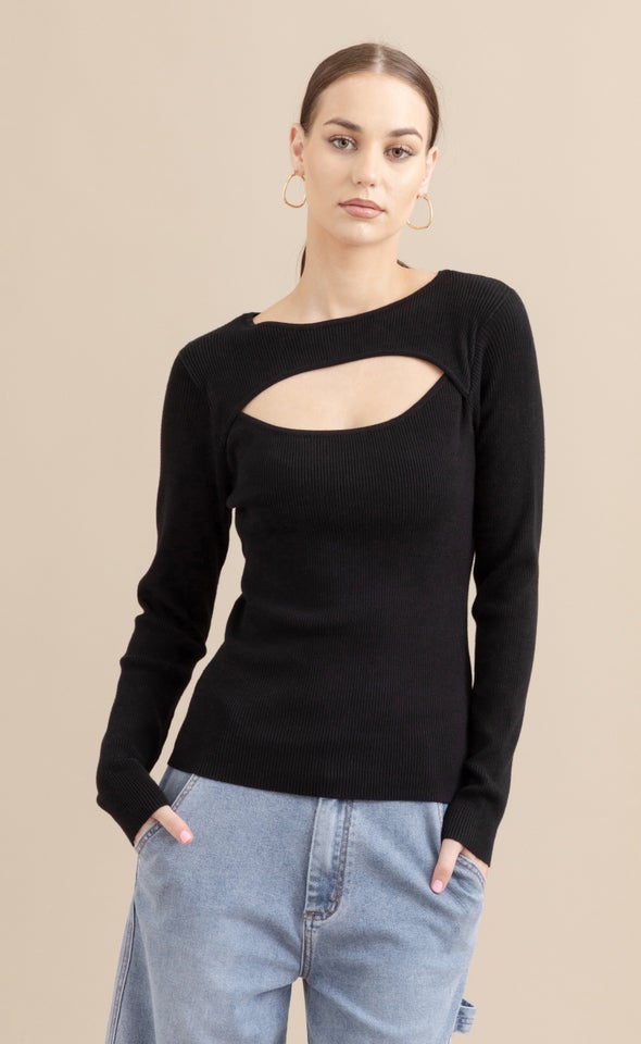 Knitwear Cut-Out Top Black