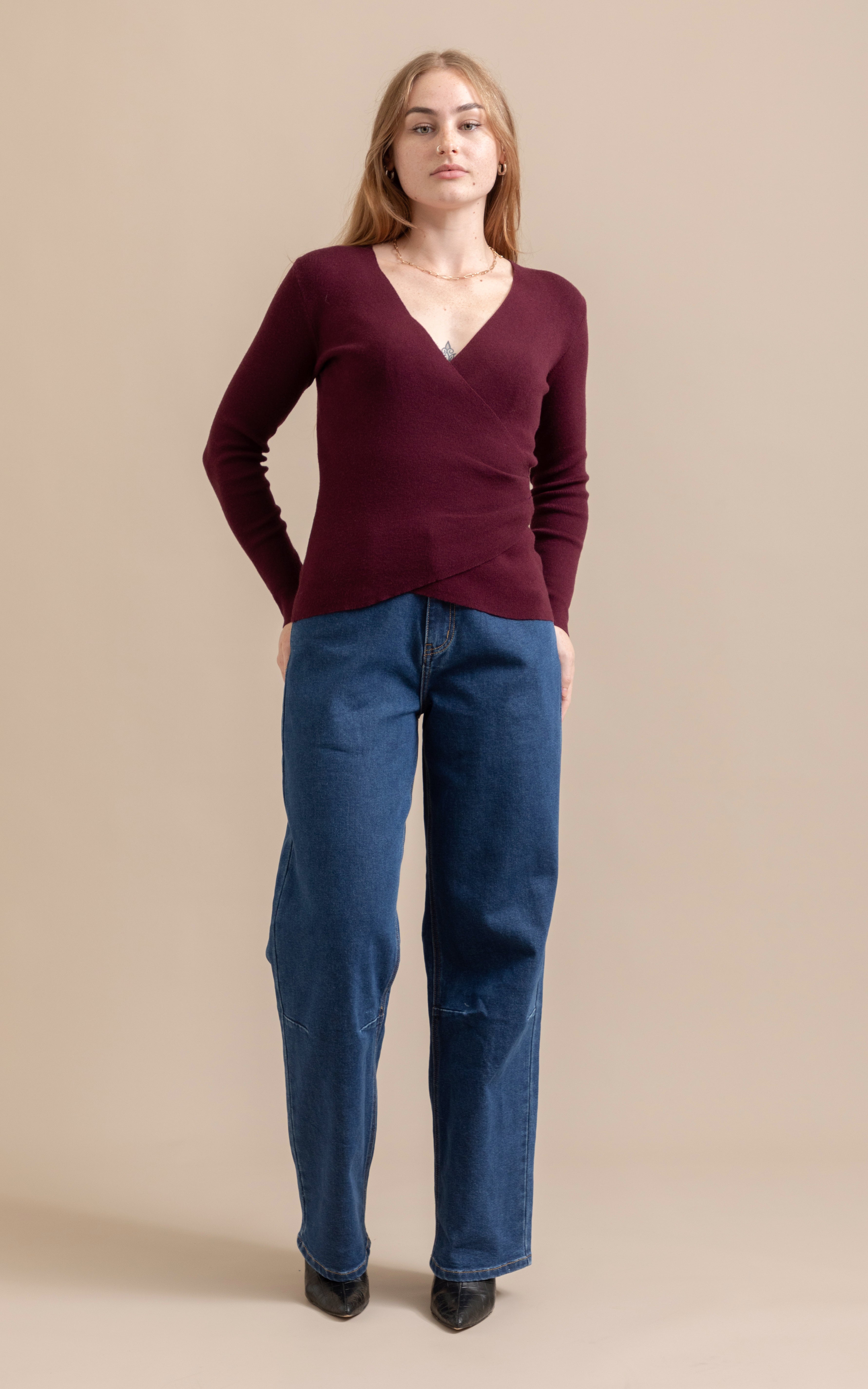 RANI WRAP TOP - AUBERGINE