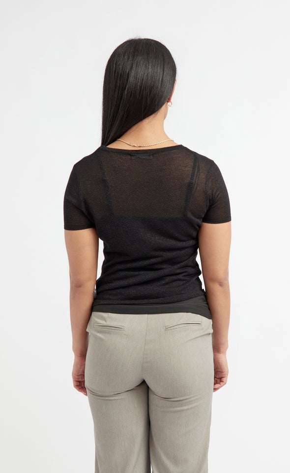 Knitwear Lurex SS Top Black