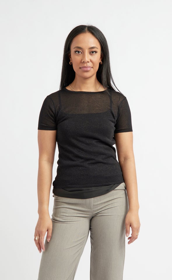 Knitwear Lurex SS Top Black