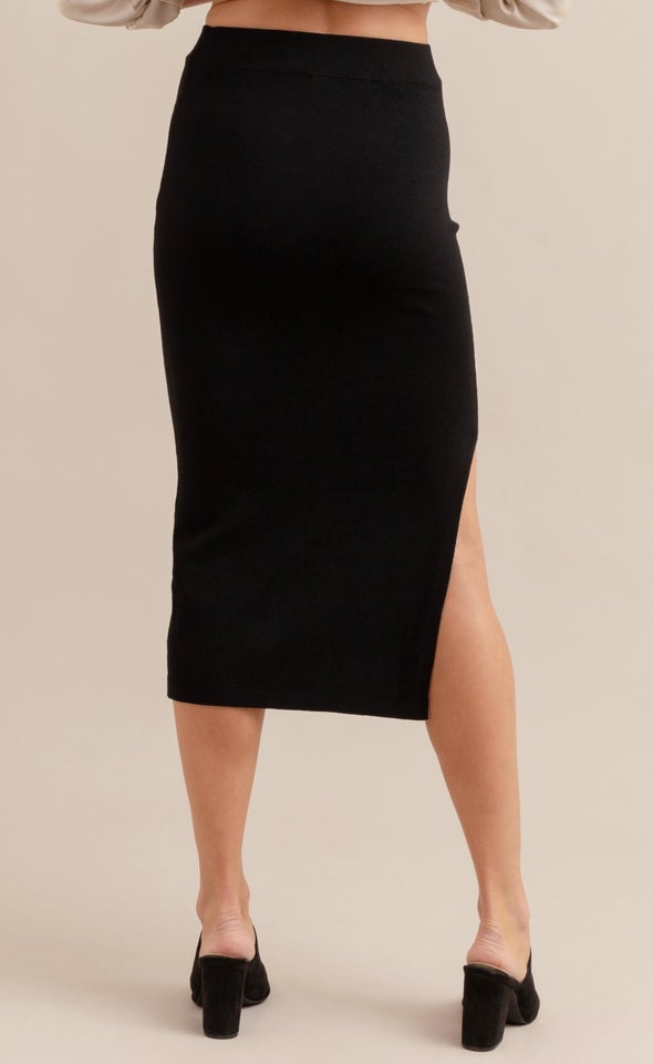 Knitwear Midi Skirt Black