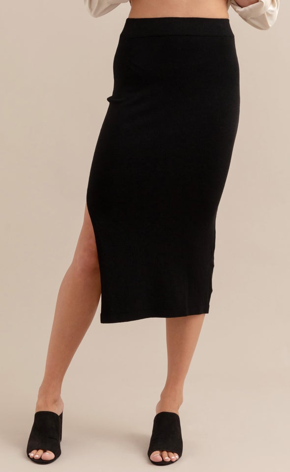 Knitwear Midi Skirt Black