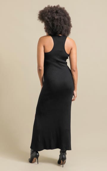 knee length dresses for ladies Leather Racerback Midi Dress in Black – MONSE main image 0
