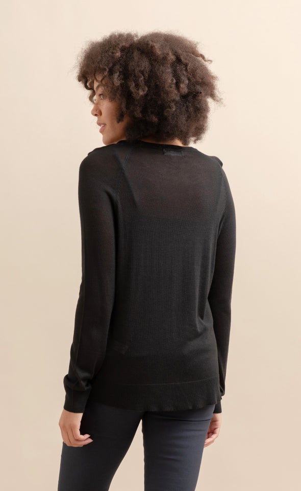 Knitwear Raglan Top Black