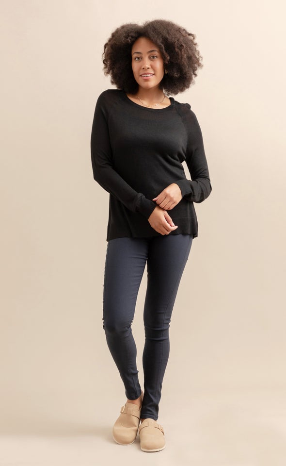 Knitwear Raglan Top Black