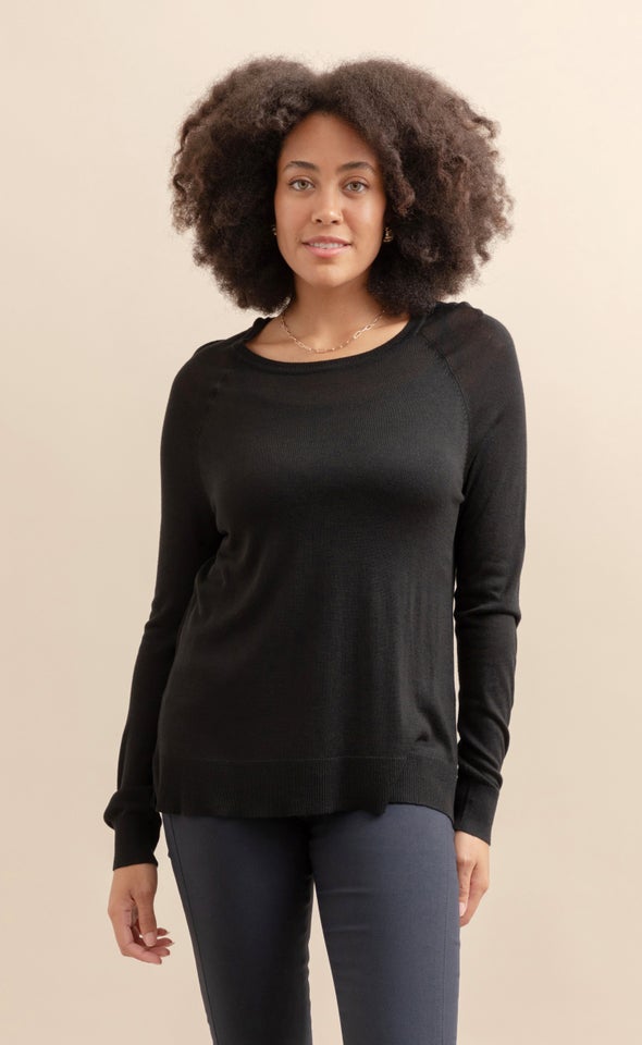 Knitwear Raglan Top Black