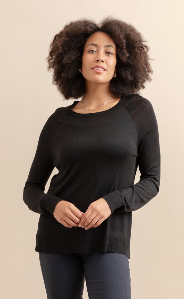 Knitwear Raglan Top Black