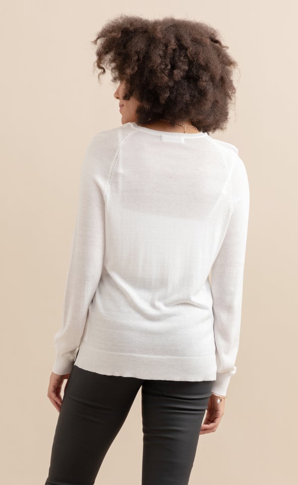 Knitwear Raglan Top Cream