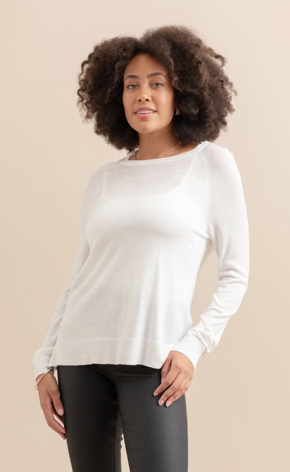 Knitwear Raglan Top Cream