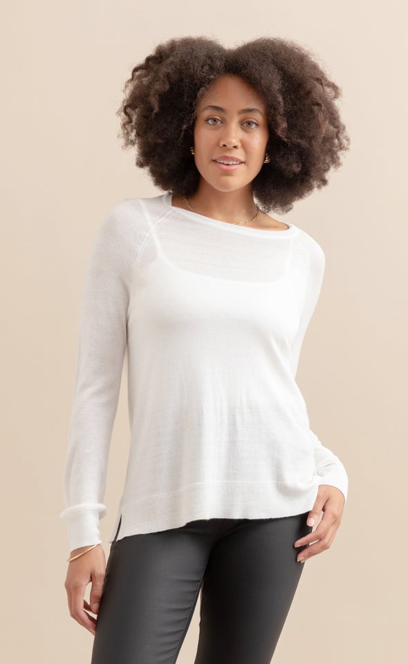 Knitwear Raglan Top Cream