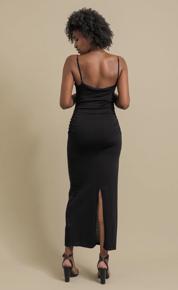 Knitwear Ruched Maxi Black