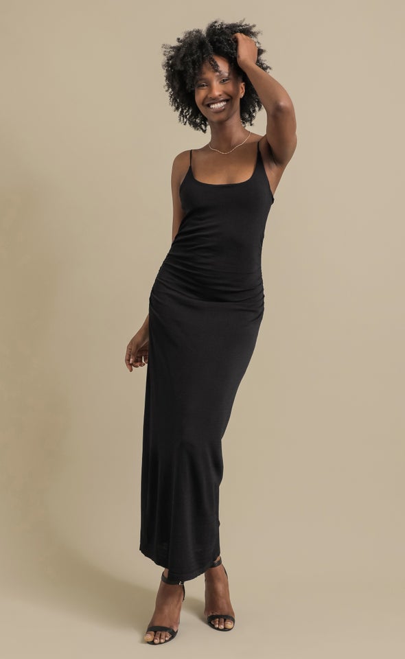Knitwear Ruched Maxi Black