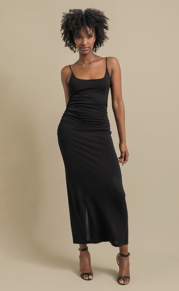 Knitwear Ruched Maxi Black