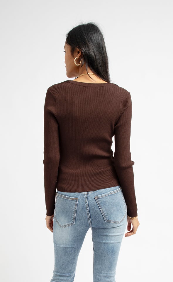 Knitwear Scoop Neck Top Chocolate