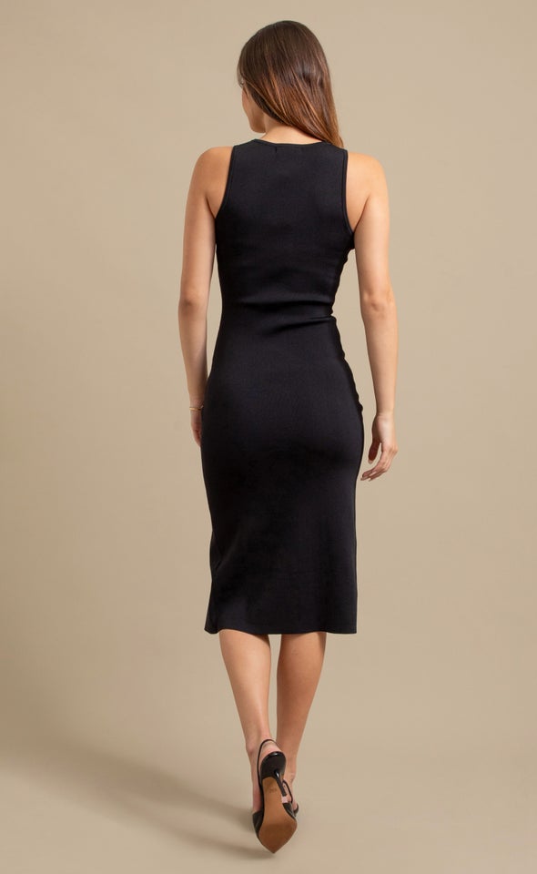 Knitwear Split Hem Tank Dress Black
