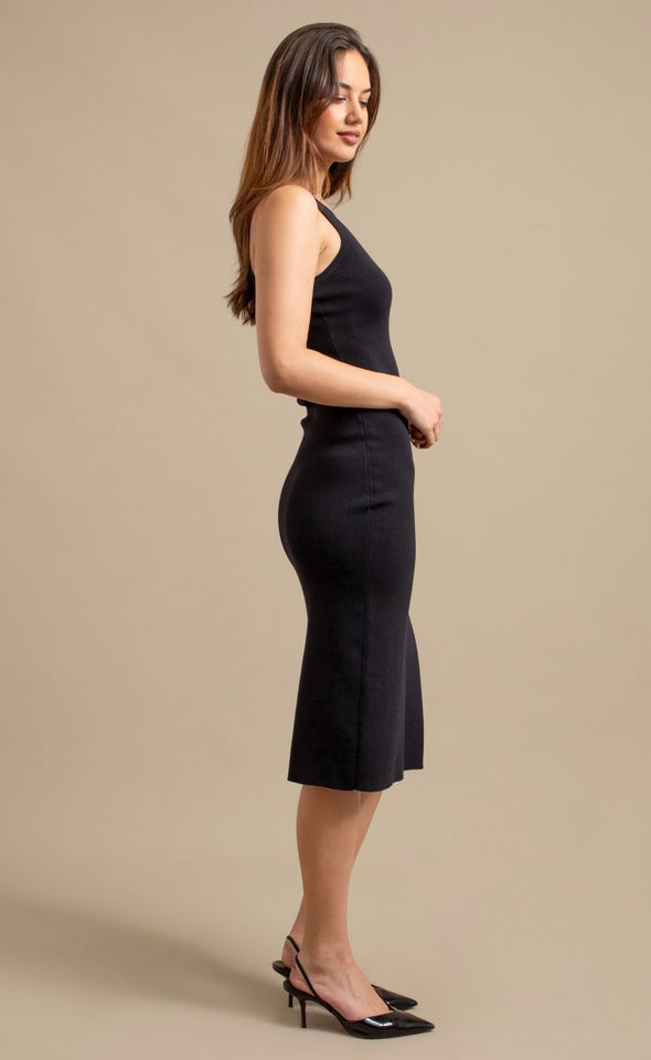 Knitwear Split Hem Tank Dress Black
