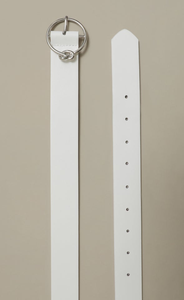 Knot Buckle Jean Belt Silver/white