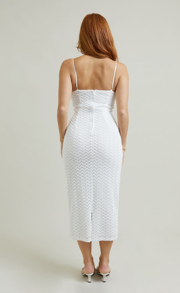 Lace Midi Dress White