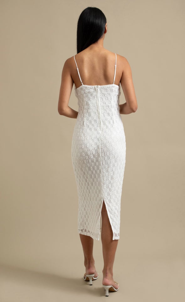 Lace Midi Dress White
