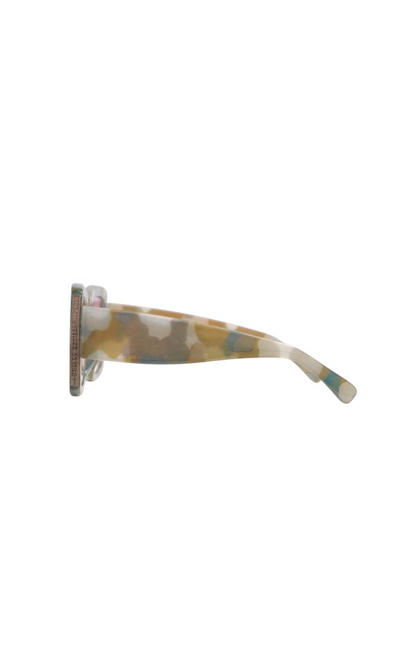Large Metal Edge Sunglasses Beige/blue