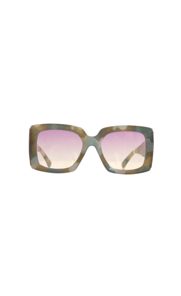 Large Metal Edge Sunglasses Beige/blue