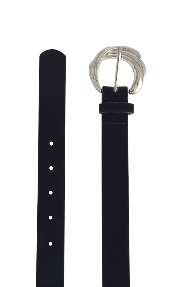 Layered Buckle Belt Silver/black