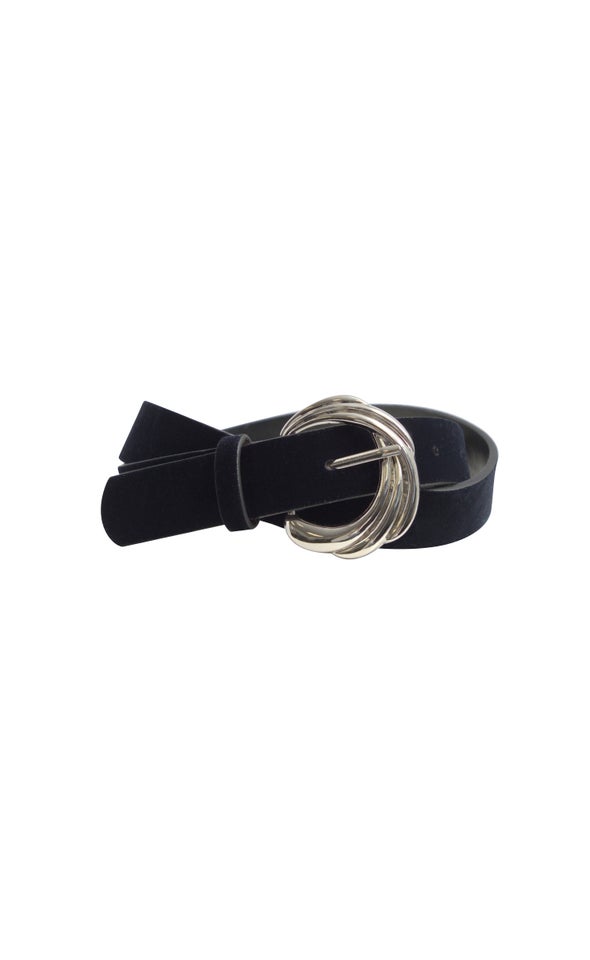 Layered Buckle Belt Silver/black