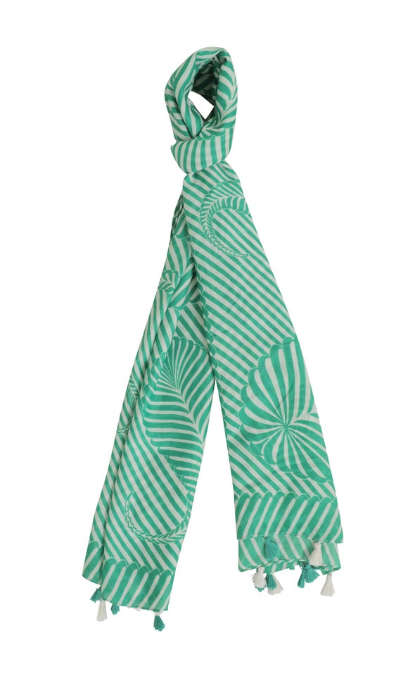 Leaf Print Scarf Green