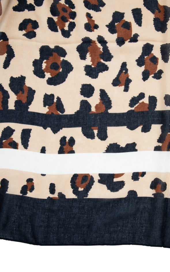 Leopard Print Scarf Black/beige